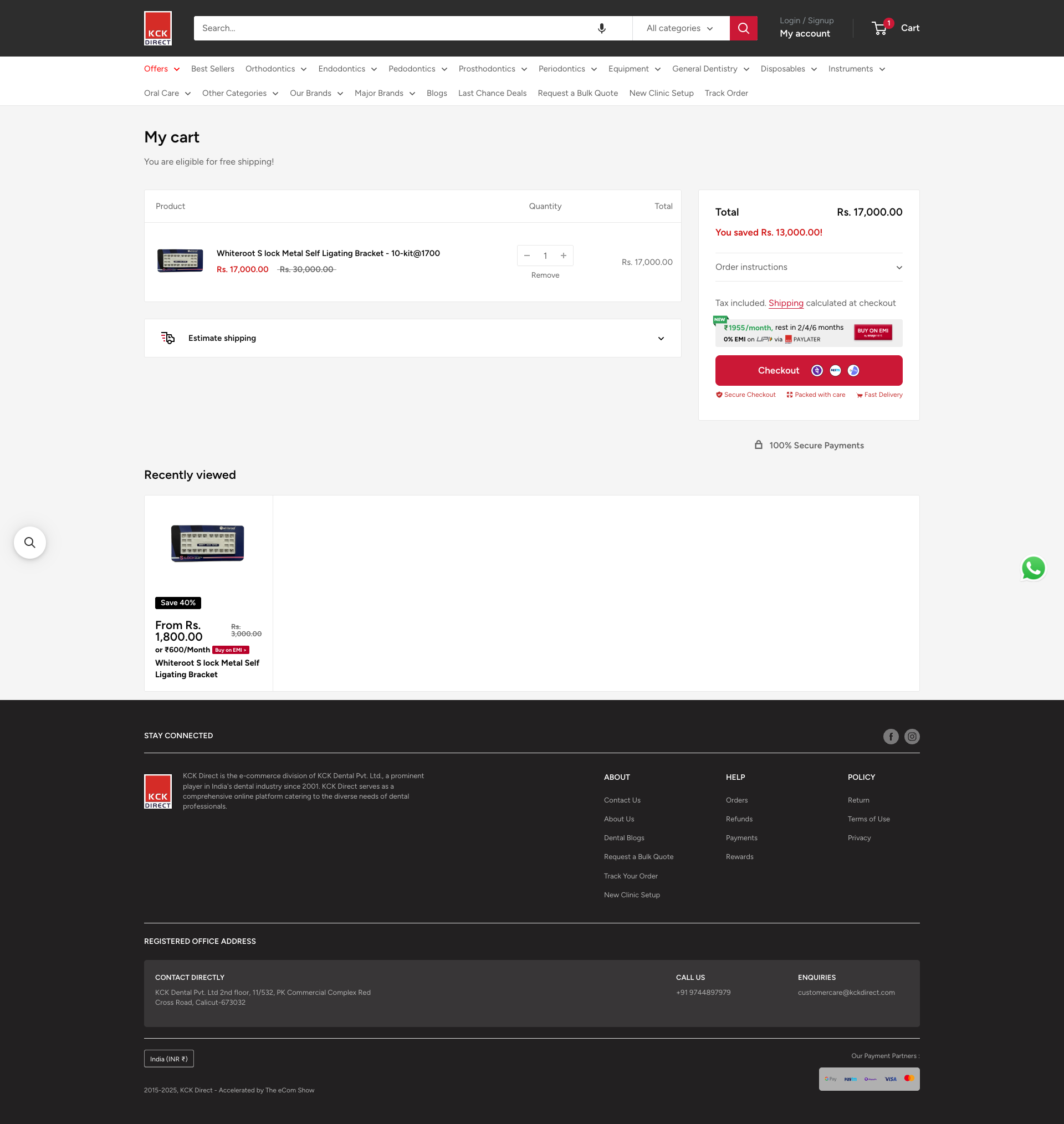 kckdirect.com cart page