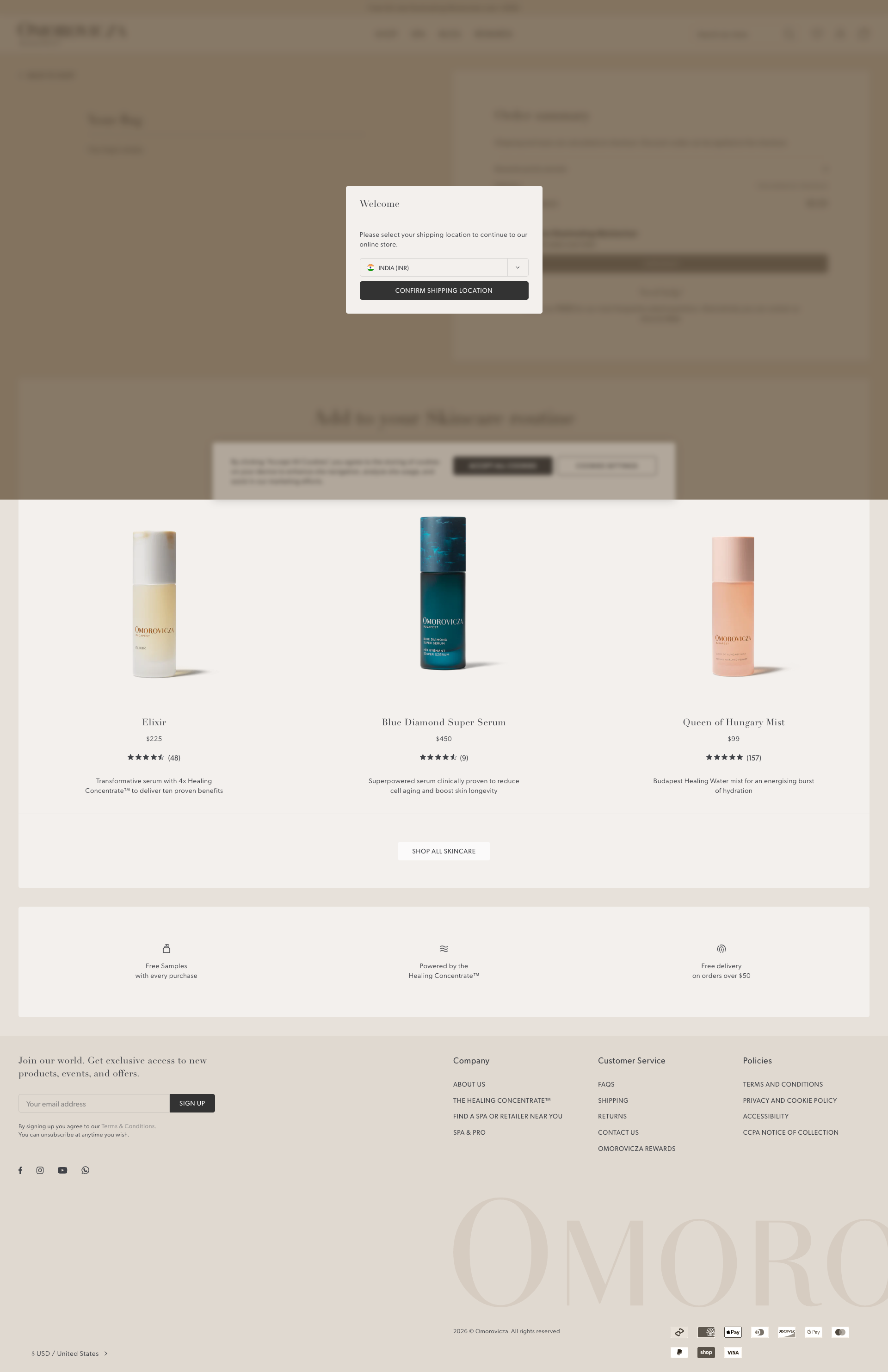 omorovicza.com cart page