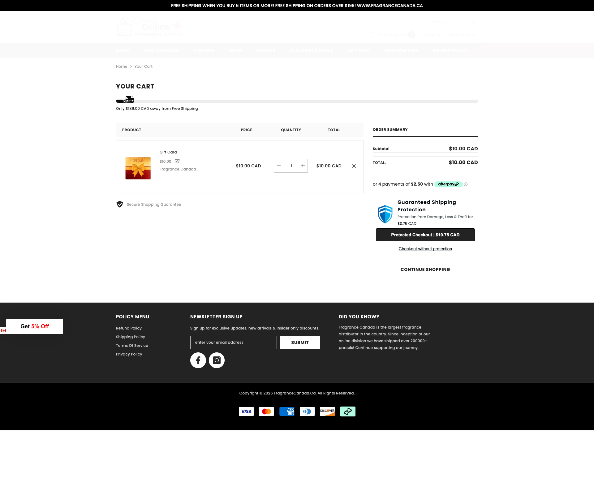 fragrancecanada.ca Cart Page