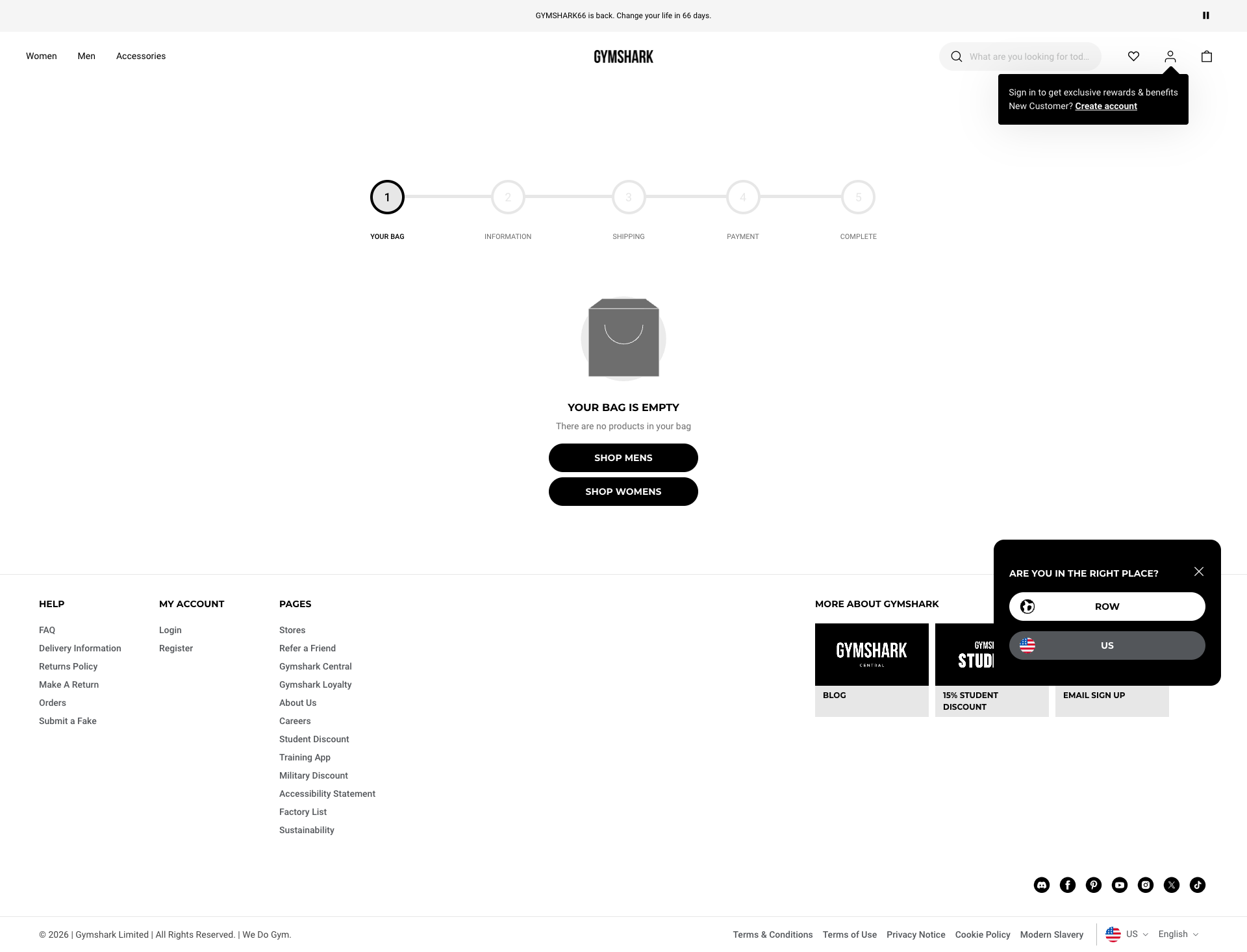 gymshark.com cart page