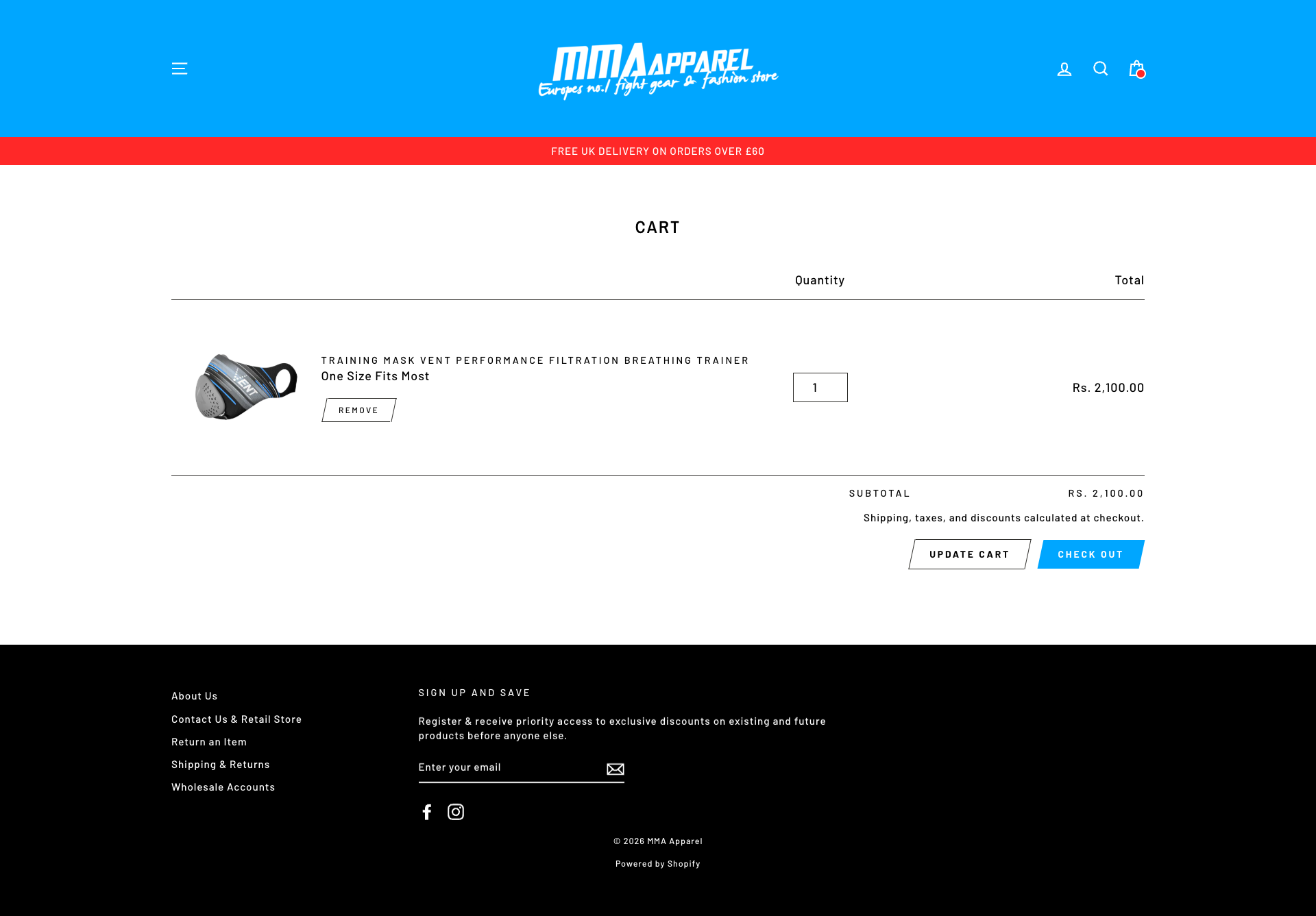 mmaapparel.co.uk cart page