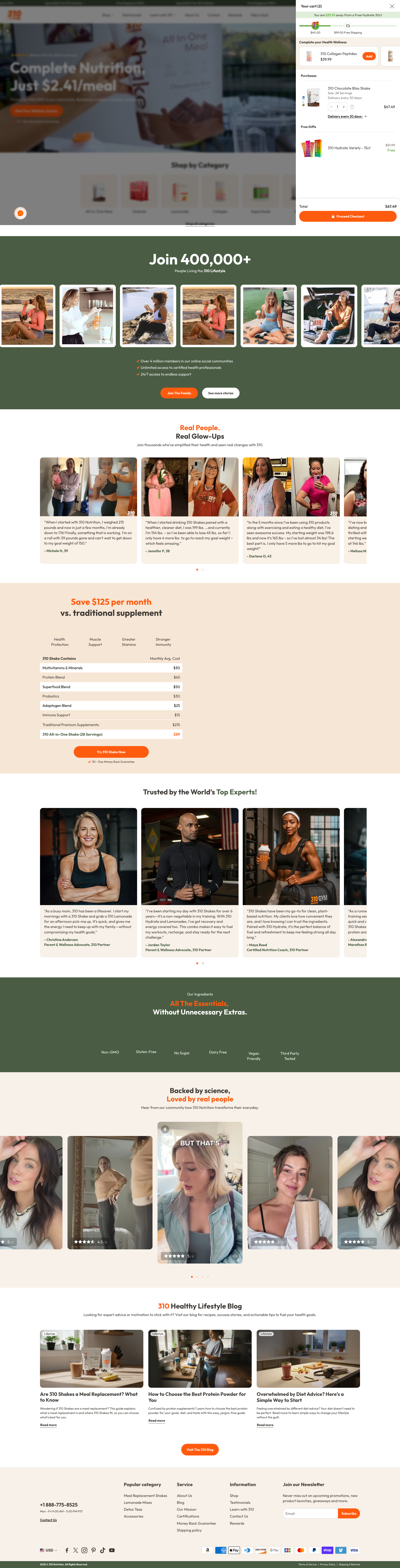 310nutrition.com cart page