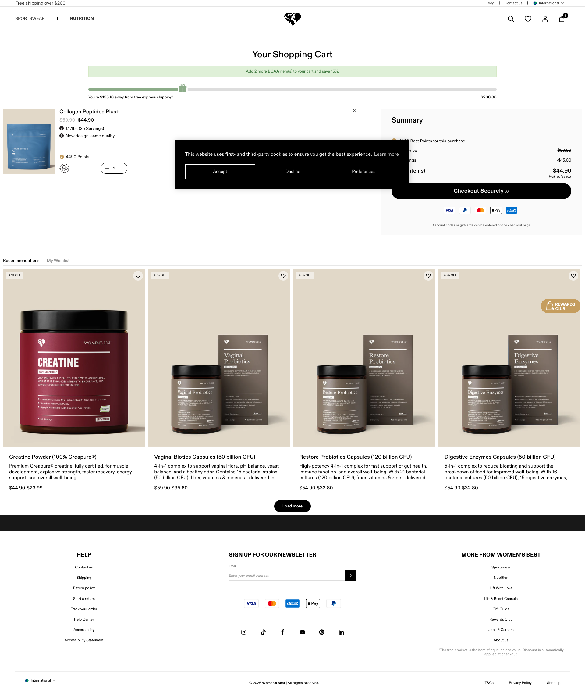 womensbest.com cart page