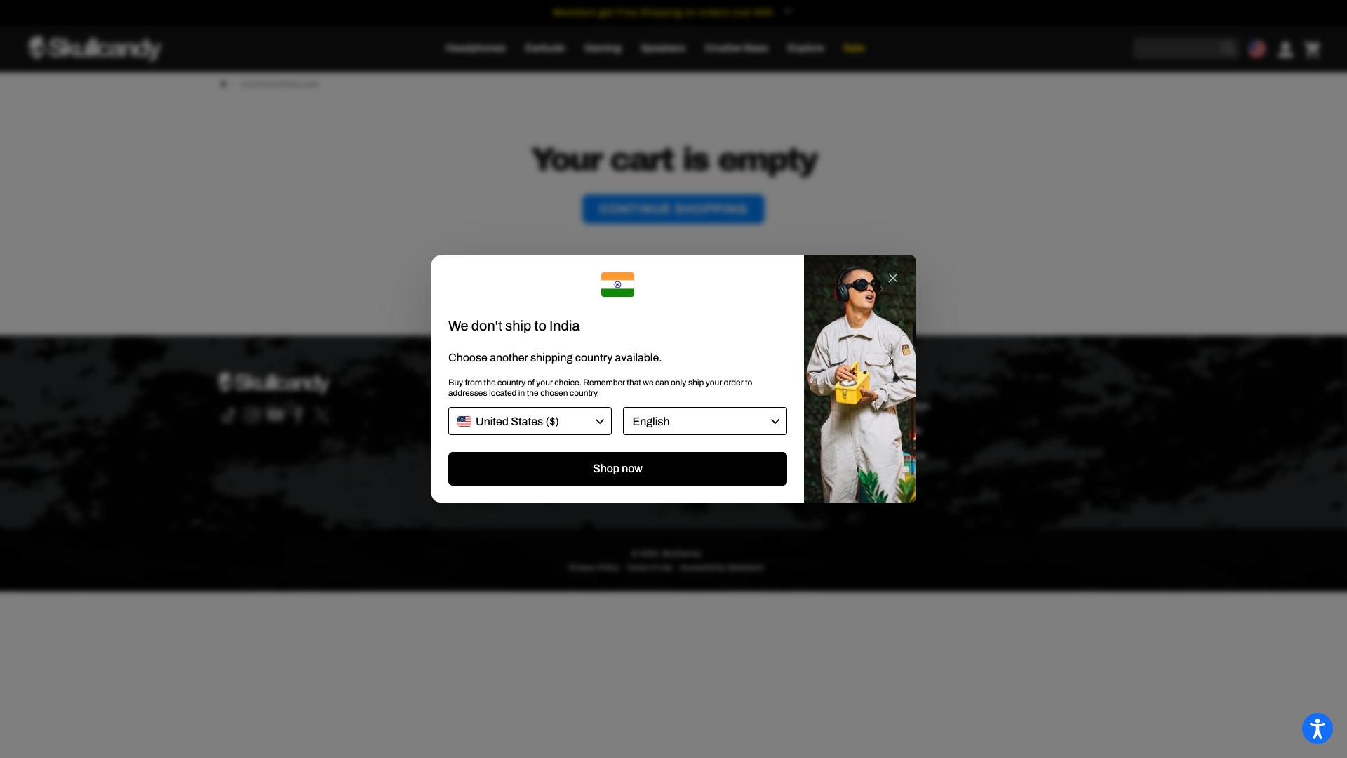 skullcandy.com cart page