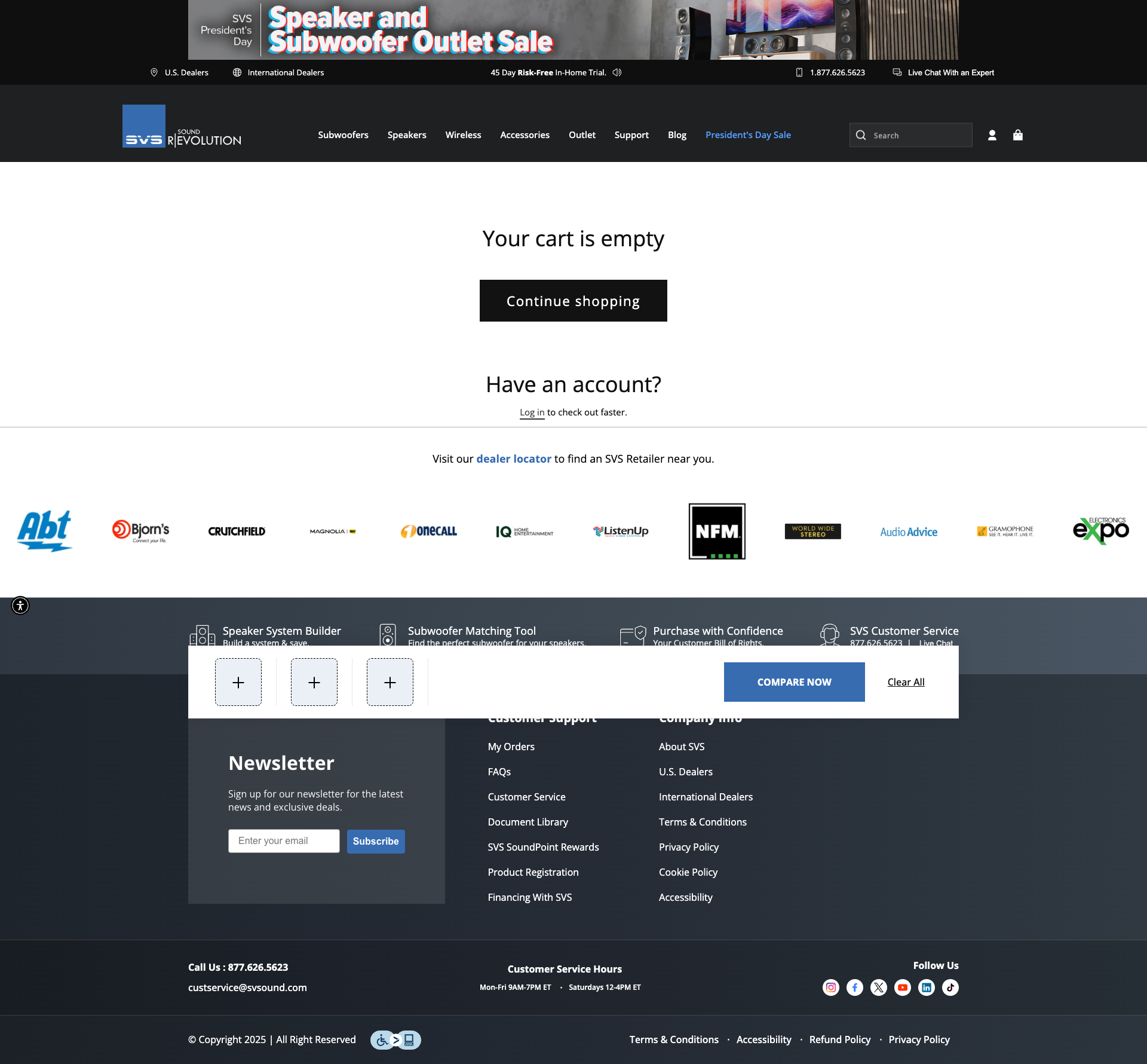 svsound.com cart page