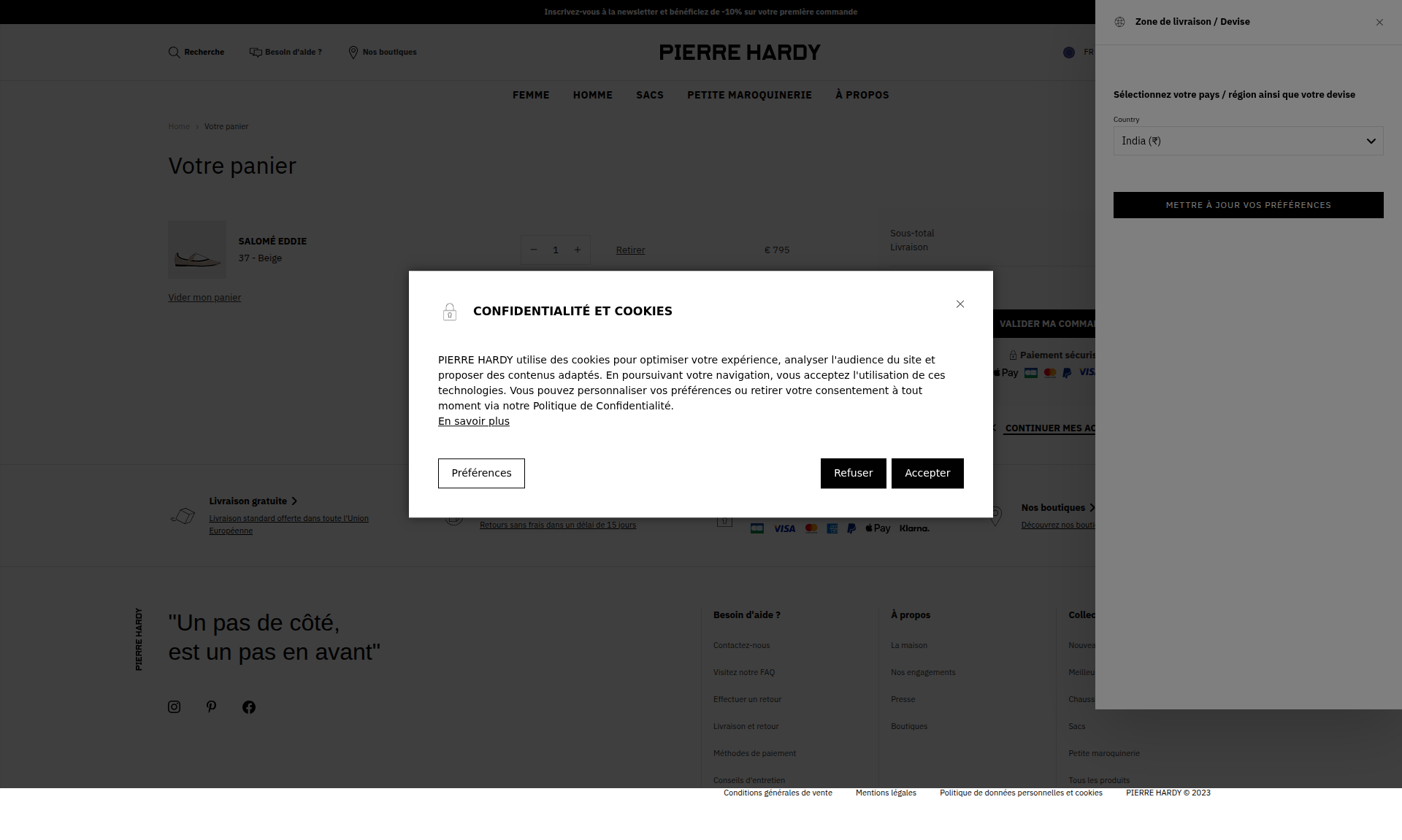 pierrehardy.com cart page