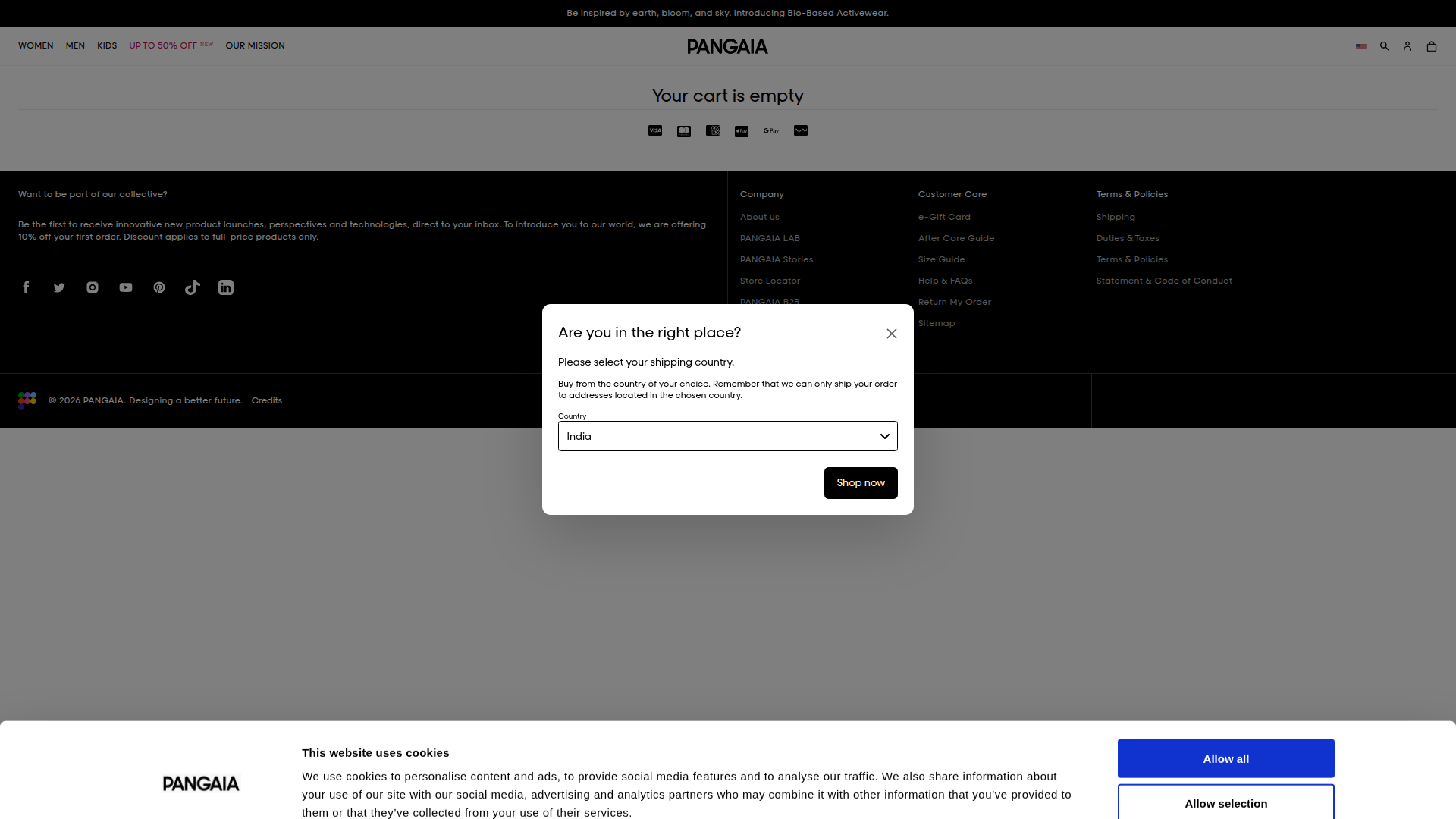 pangaia.com Cart Page