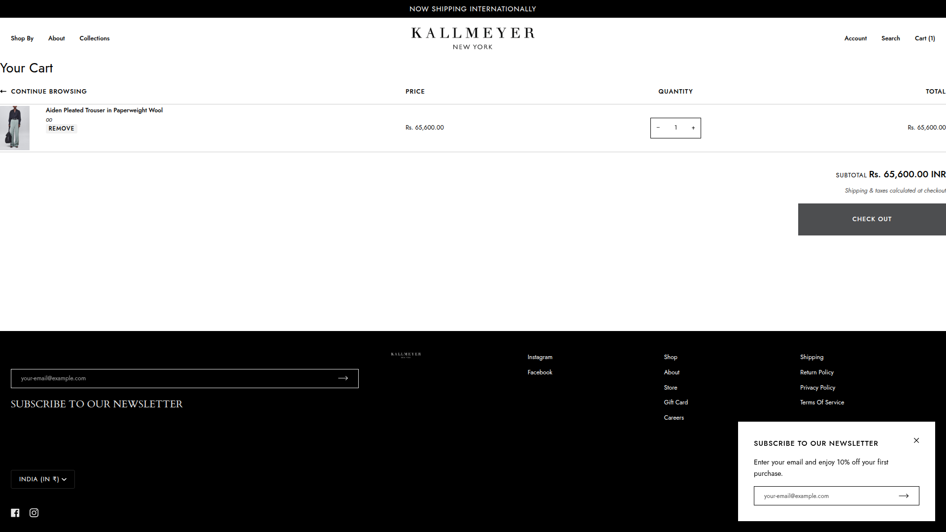 kallmeyer.nyc Cart Page