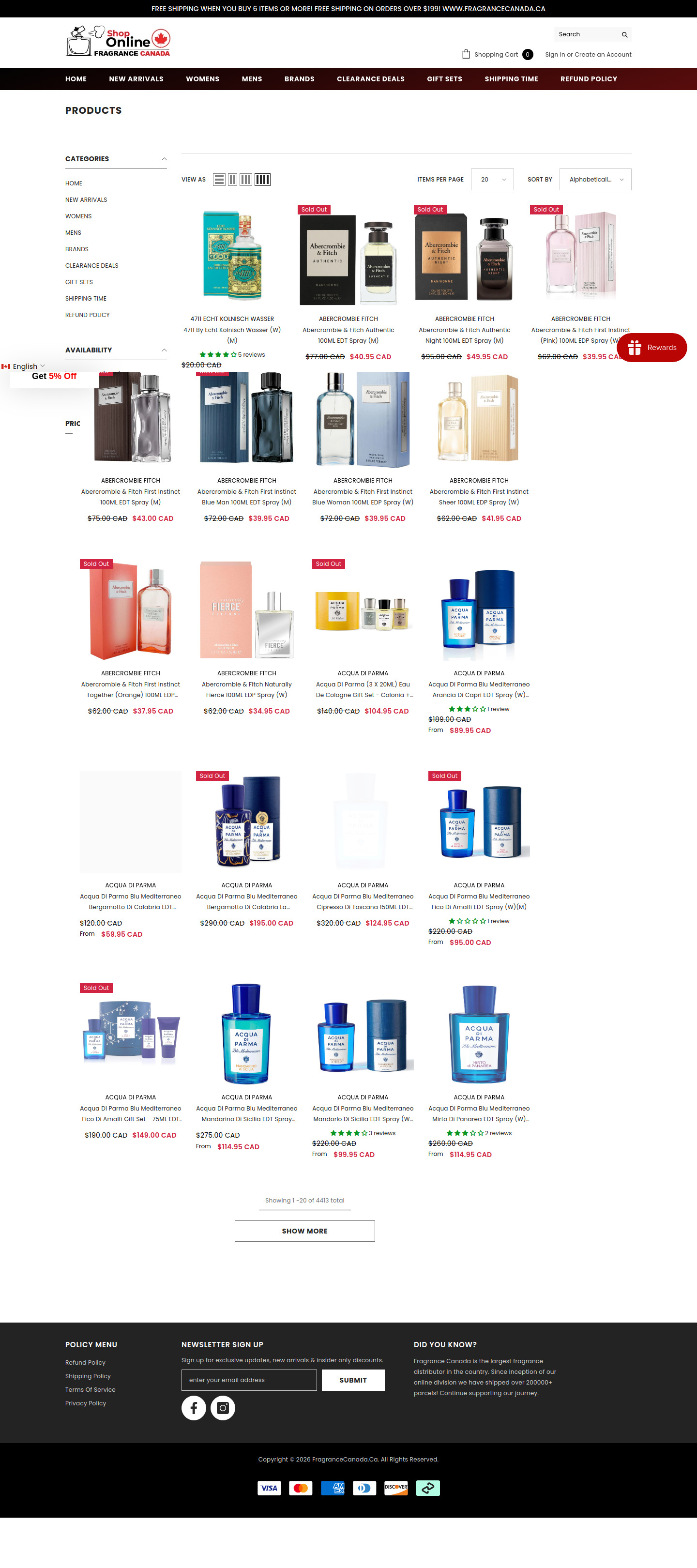 fragrancecanada.ca Collection Page