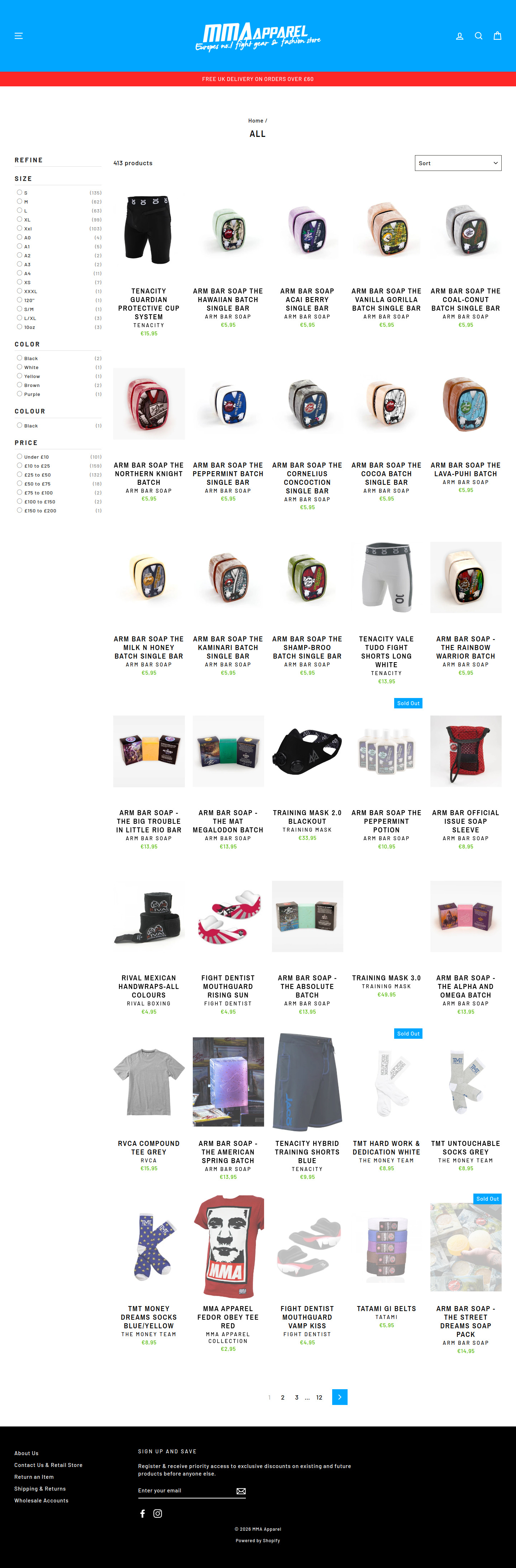mmaapparel.co.uk collection page
